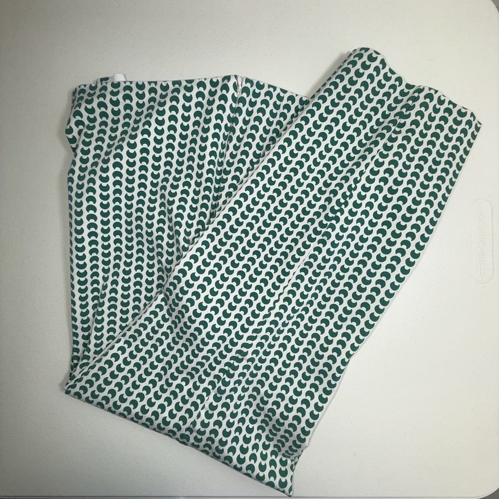 A New Day Womens 16 Elastic Waist Side Zip Quirky Chino Artsy Green Geometric